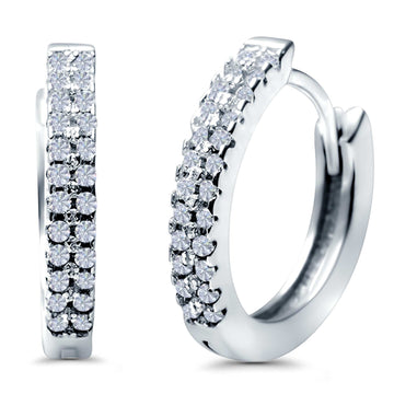 Half Eternity Hoop Earrings Round Simulated CZ 925 Sterling Silver (14mm)